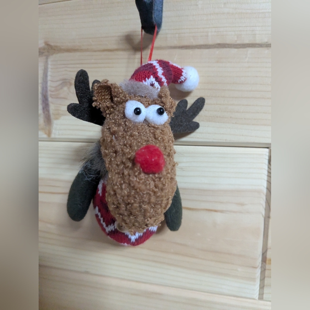 Small Christmas Tree Reindeer Ornament Holiday Decor Plush Soft
